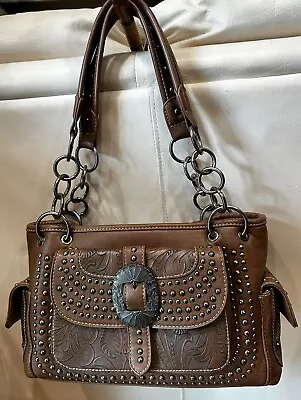 Montana West Hand Shoulder Bag Western Rhinestone Studded Tan Saddle A++8 • $27.99