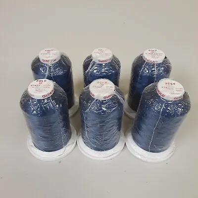 Gunold Polyester Embroidery Thread Light Navy 61427 40 Gauge 5000m Cone Lot Of 6 • $25