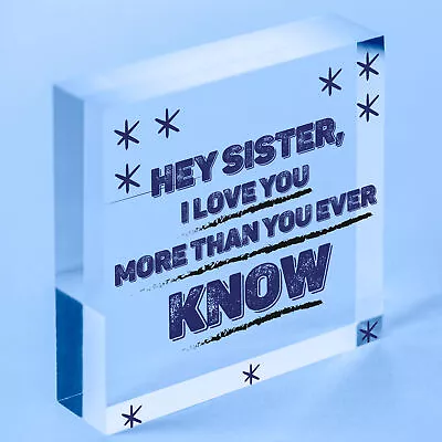 MY SISTER I Love You Big Little Sis Wooden Heart Plaque Love Sign Birthday Gift • £11.99