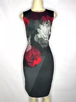 Ellen Tracy Black Multi Color Print Sleeveless Sheath Size 8 • $24.99