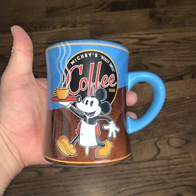 Disney Parks Mickey's Really Swell Coffee Brand Blue Coffee Cup Mug Mickey Mouse • $15.99