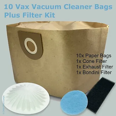 10x Vacuum Cleaner Bags & Filter Kit For Vax 5000 5110 5120 5130 5140 • £13.29