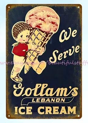 Gollam's Lebanon Ice Cream Metal Tin Sign Office Bar Interior Design • $18.80