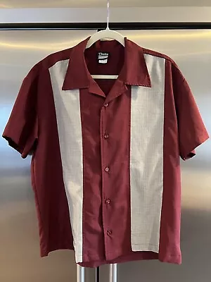 Bowling Concepts Retro Style Bowling Shirt Maroon Gray Short Sleeve USA Small • $18.90