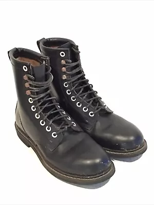 Vintage Black Steel Toe Boots 1972/75 Ansi Sz 9.5 D  Motorcycle Engineer Grunge • $49.95
