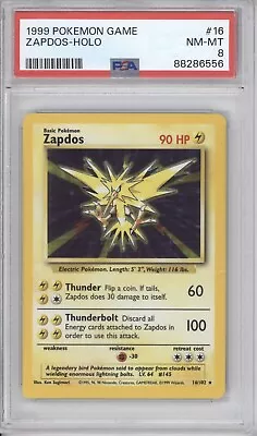 Zapdos Psa 8 1996 Pokemon Base Set Unlimited #18 Holo Rare 6556 • $0.99