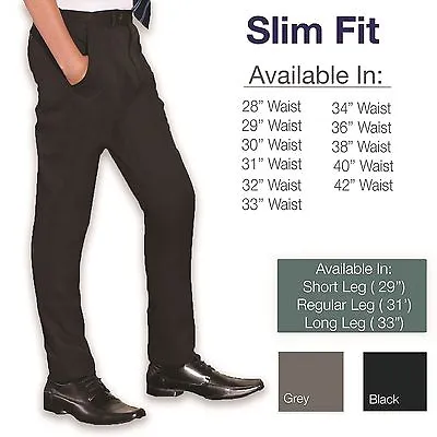 £15.95 • Buy Slim Fit Mens Smart Office Trousers Black Grey Navy Skinny Leg Pants 28 -42 