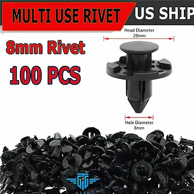 100pcs Bumper Clips 8mm Plastic Rivet Fastener Mud Flaps Fender Push For NISSAN • $5.99