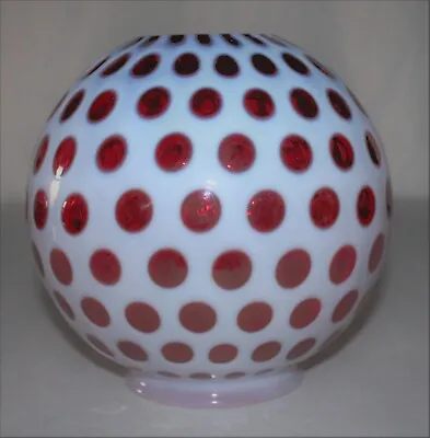 Vintage Fenton Cranberry Red Coin Dot Glass Parlor Lamp Shade 4-1/16  Fitter • $280.50