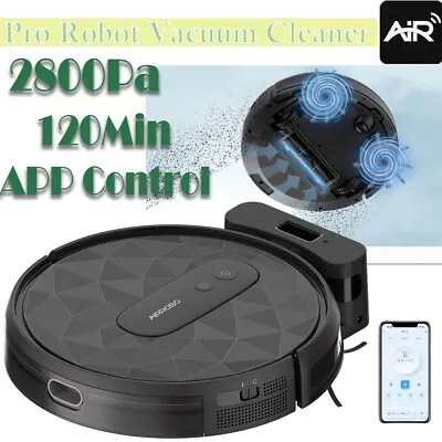 Pro Robot Vacuum Cleaner 2800Pa Suction 120min Runtime APP Control Self-Charging • $59.49