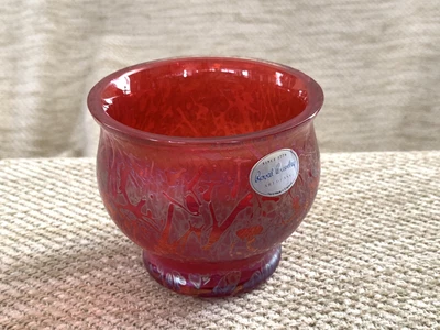 £12.99 • Buy 3  Royal Brierley Michael Harris Red Glass Studio Iridescent Vase Bowl Signed