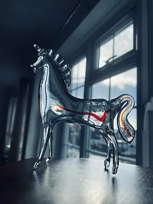 Venetian Murano Glass Horse Figurine With Red Stripe No Chips • £40