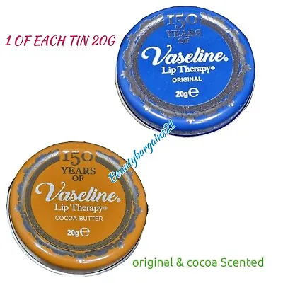 £9.90 • Buy Vaseline Dry Moisturise Lip Therapy 20g Tin Cocoa Butter And Original, 1 OF EACH