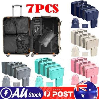 $9.89 • Buy 7× Packing Cubes Travel Luggage Pouch Suitcases Organizer Clothes Storage Bags