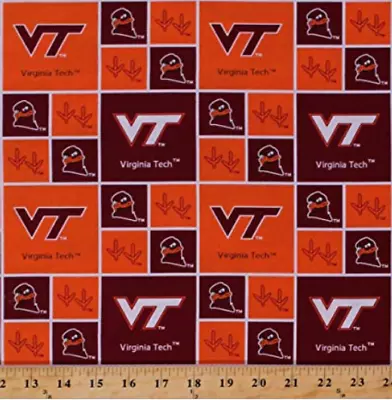 NCAA Virginia Tech Block VT-020 Cotton Fabric By The Yard • $19.95