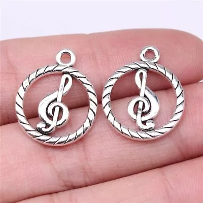 Free Ship 90 Pcs Antique Silver Musical Note Charms Pendant 22x18MM B16178 • $13.22
