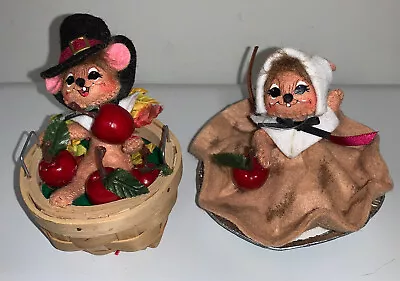 Annalee Mouse Pilgrim Apple Basket And Pie Harvest Fall Doll Thanksgiving Lot 2 • $29.99