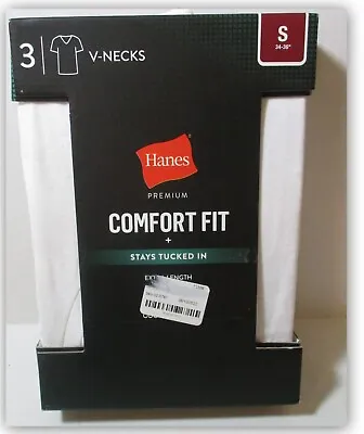 $18.16 • Buy Hanes Premium Comfort Fit T-Shirt SMALL VNECK 3pk Stays Tucked Wicks Cools