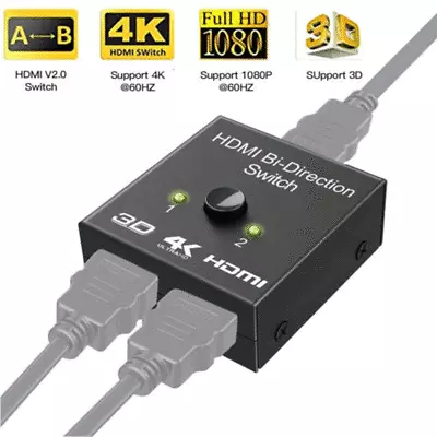 HDMI 2 Input To 1 Output Switch HDMI Splitter Two-way HDMI Switcher Support 4K • $15.99