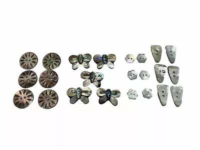 VTG Mother Of Pearl Buttons Mixed Lot Of 23 Butterfly And Mixed Shapes And Sizes • $29