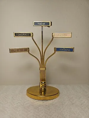 Vintage Brass Desktop Organizer Desk Memo Tree Note Clip   • $24.80