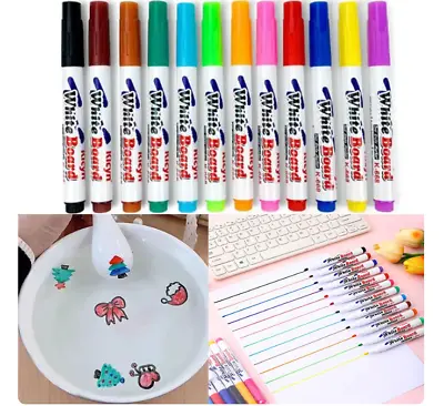 Magical Water Painting Pen Erasable Floating Pen Doodle Pen Whiteboard Markers • £1.99