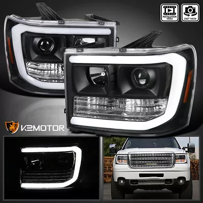 Black Fits 2007-2013 GMC Sierra 1500 2500HD 3500HD LED Tube Projector Headlights • $259.38