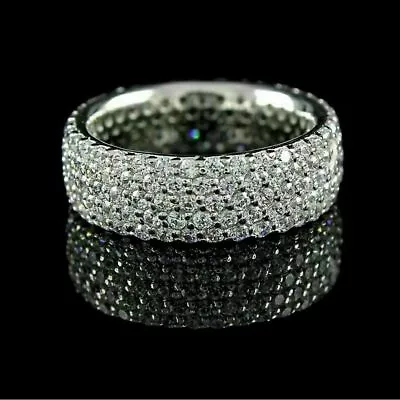 Men's Engagement Wedding Eternity Ring Band 14k White Gold 3Ct Simulated Diamond • $173.99