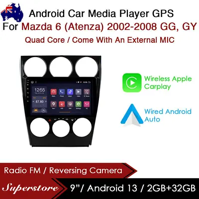 9” CarPlay Android 13 Auto Car Stereo GPS Head Unit For Mazda 6 Atenza Bose • $399.95