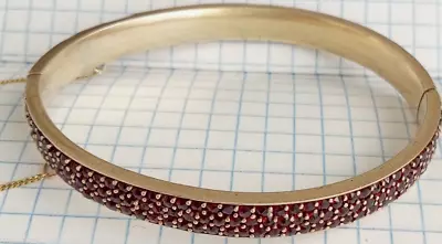 Vintage Bracelet Natural Czech Garnet Pyrope Silver G 900 Test. Women's Jewelry • $390