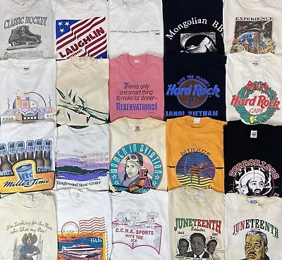 Vintage Graphic Shirts Promo Funny Cartoons Sport Destinations Lot Of 20 Mix Szs • $179.99