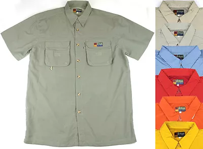 Fishing Shirt Nylon Cotton Short Sleeve 8 Colours Outdoor Size S M L XL • $22.99