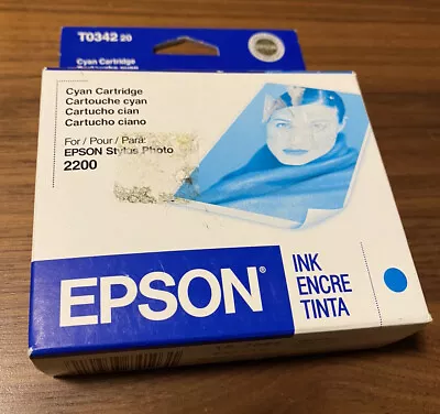 Cyan TO34220 Genuine Epson Ink Cartridge For Epson 2200 Printer TO342 EXP 2006 • $7