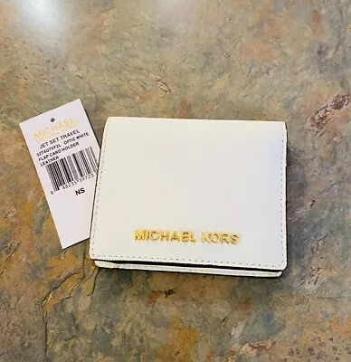 Michael Kors Jet Set Travel Optic White Flap Card Holder  Staffiano Leather • £25