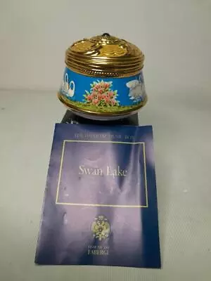 House Of Faberge SWAN LAKE Franklin Mint MUSICAL TRINKET BOX + COA / Leaflet • £29.95