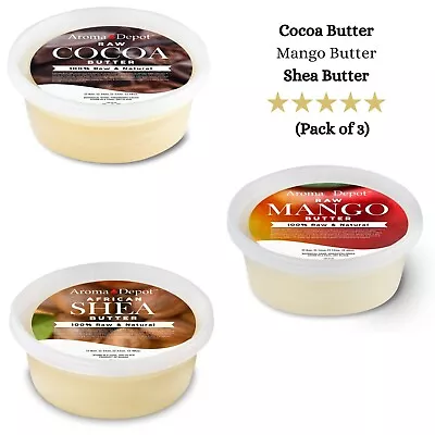 Shea Butter Cocoa Butter Mango Butter 8 Oz. 100% Pure Natural Unrefined TRIO SET • $24.95