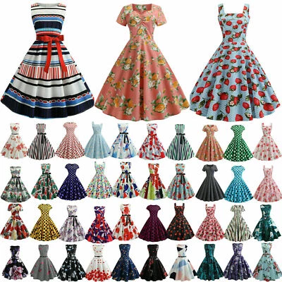 $25.36 • Buy Womens Women Retro Vintage Rockabilly Evening Party Prom Ball Swing Skater Dress
