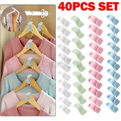 40 PCS Clothes Hanger Connector Hooks Closet Hangers Organizer Space Saving Clip • $6.21