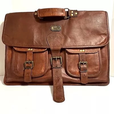 Cuero Vintage Handcrafted Leather Travel Messenger Crossbody Laptop Briefcase • $29.99