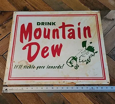 VINTAGE MOUNTAIN DEW  LARGE STORE ADVERTISING Metal SIGN SODA 18-1/4 X21-15/16  • $175