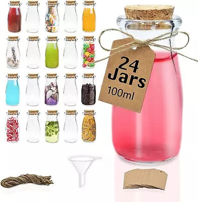 £24.99 • Buy 100ml Mini Small Clear Glass Bottles Wedding Favours Decoration Cork Stopper Jar