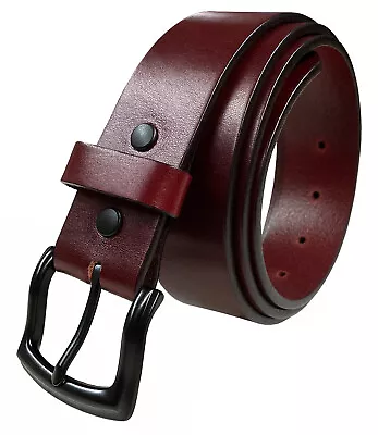 Burgundy Belt Genuine Full Grain Leather Casual Jean Belt 1-1/2  Wide • $32.95