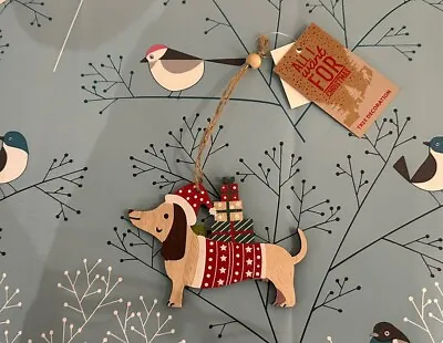 New Wooden Sausage Dog / Dachshund Christmas Hanging Tree Decoration  • $5.60