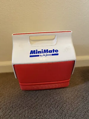 Vtg Igloo Mini Mate Lunch Box Size Cooler Red White & Blue Camping Picnic • $13.26