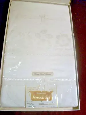 Imported Damask Tablecloth~ Set French Hand Hemmed Combed Mercerized Yarns NIB • $14.99