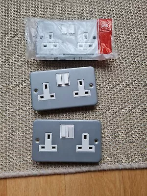 3 Metal Clad MK Double Twin Switched Socket 2 Gang 13amp • £28