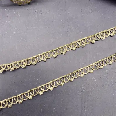 10yard Embroidery Crown Lace Trims Gold Thread Bar Code Lace Clothing Decoration • £3.59