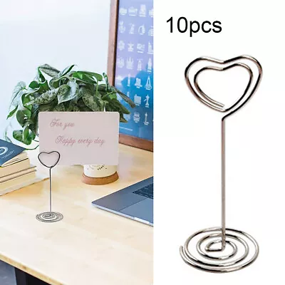 10x Photo Holder Stands Heart Table Number Wedding Place Card Paper Menu Clips • £5.59