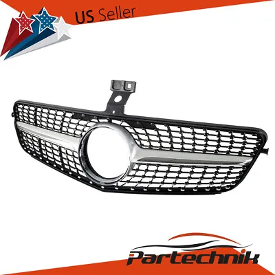 Fit Mercedes W204 C Class 2008-2014 Front Bumper Grille Diamond Style Silver  • $39.53