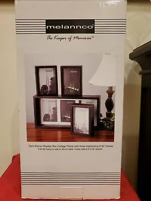 Melannco Dark Walnut Shadow Box Collage Frame W/ 3 Interlocking 4  X 6  Frames   • $15